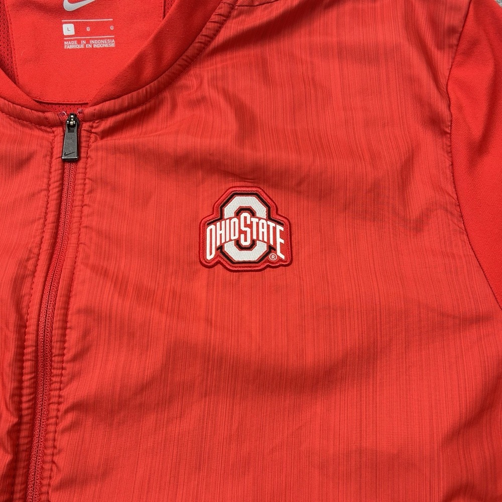 NIKE Ohio State Buckeyes Full Zip Jacket Mens Large‎ Red Windbreaker Block O - Picture 4 of 16